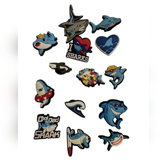 14 pc Shark Shoe Charms - Picture 1 of 3